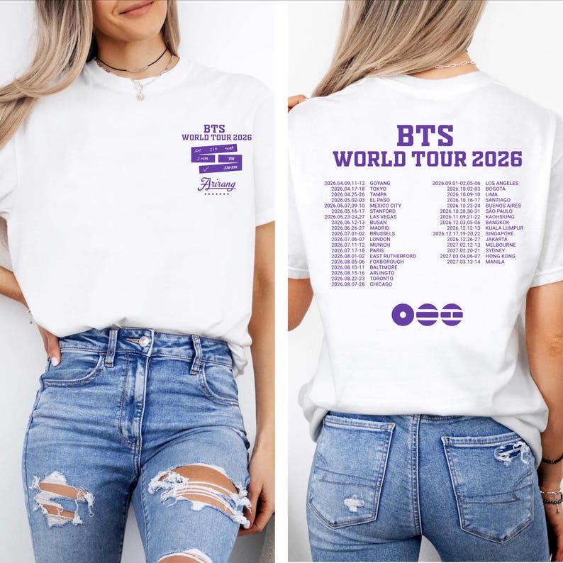 Футболка BTS World Tour 2026, Футболка Bangtan Boys Comeback 2026, Графическая футболка с мерчем Kpop-концерта, Подарок для фаната ARMY, Стиранная винтажная черная футболка BTS