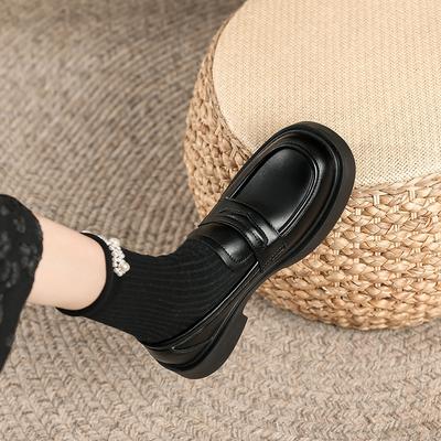 Туфли на плоской подошве из натуральной кожи Yuexinwang для женской обуви Huizhou, весенние новые маленькие кожаные туфли, универсальные мокасины Su Yinyin на той же платформе