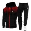 2024 Men's Tracksuit Hooded Zipper Jacket + Sweatpants Outfits Fashion 2 Piece Sets Autumn and Winter Male Workout Jogging Sports
