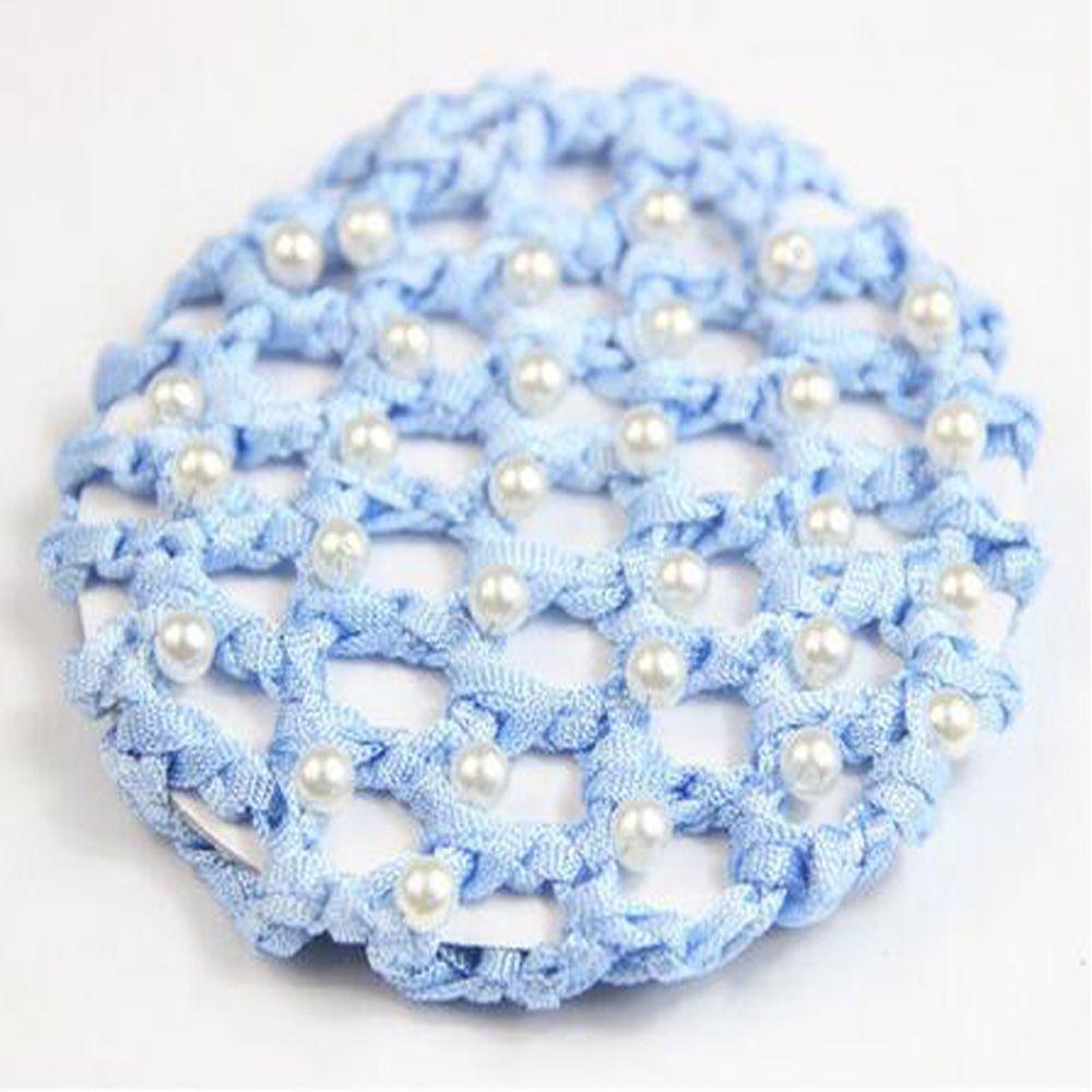Новая вязаная крючком женская сетка для волос Snood Pearl Mesh Bun Cover White Pearl