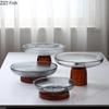 Креативная стеклянная тарелка для фруктов, достаточно высокая тарелка для закусок, послеобеденный чай, десертная тарелка, простая бытовая настольная тарелка для фруктов в гостиной