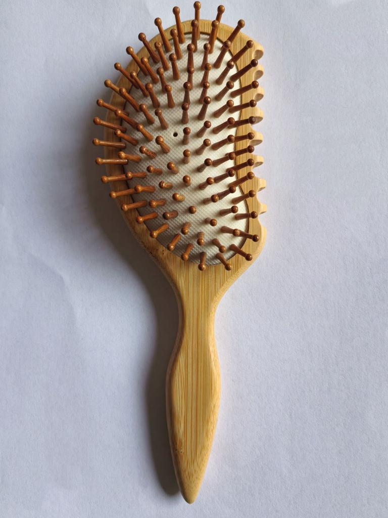 Bamboo Paddle Curly Hair Brush Curl Defining Brush with Cushion for Effortless Curly Hair Care Reduces Frizz for Wet & Dry Hair
