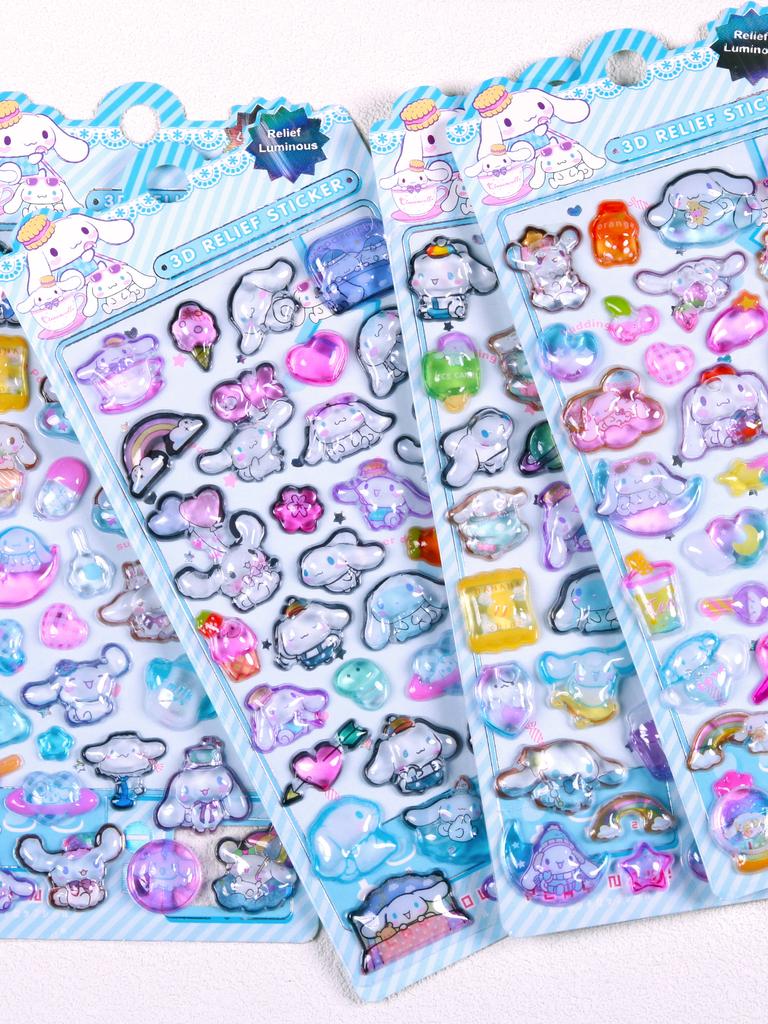 3D рельефные наклейки, Детские мультяшные наклейки, Водные декали Sanrio, Милые наклейки-шейкеры с водой, Подходят для чехлов телефонов и