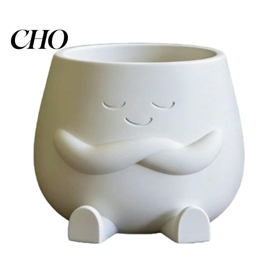 Smiling Face Planter Mini Flowerpot Cute Desktop 3D Printed Healing Green Plant Pot Creative for Home Office Stable with Legs