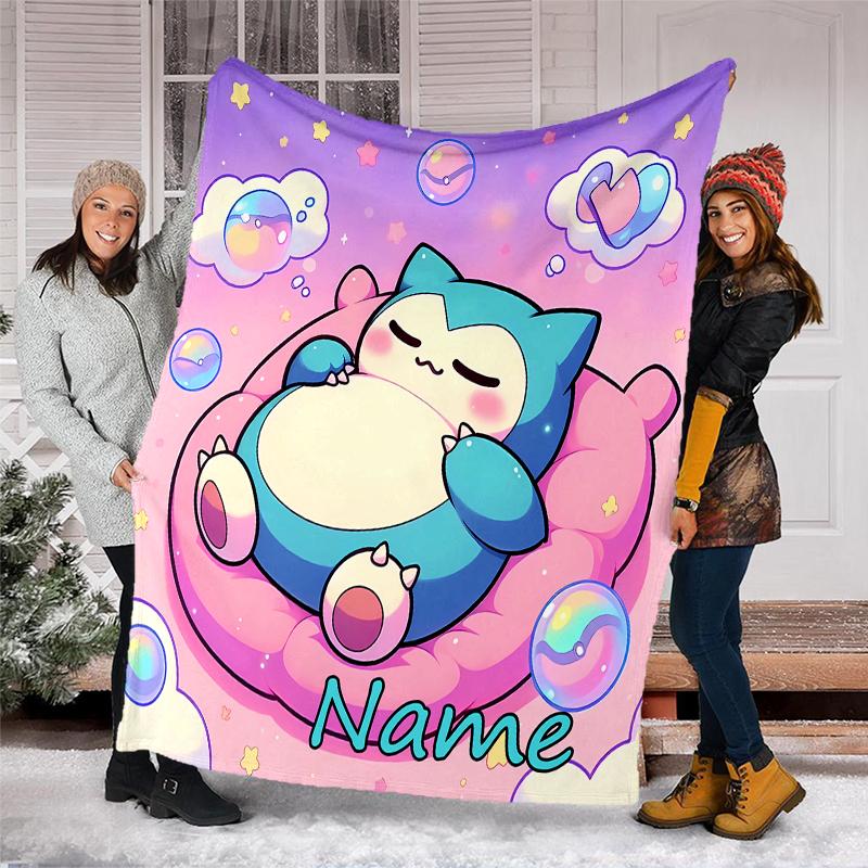 Personalized Custom Name Blanket - Pokémon Print Design,Blanket for Sofa,Bed,Travel,Camping - Soft and Warm, Great Gift