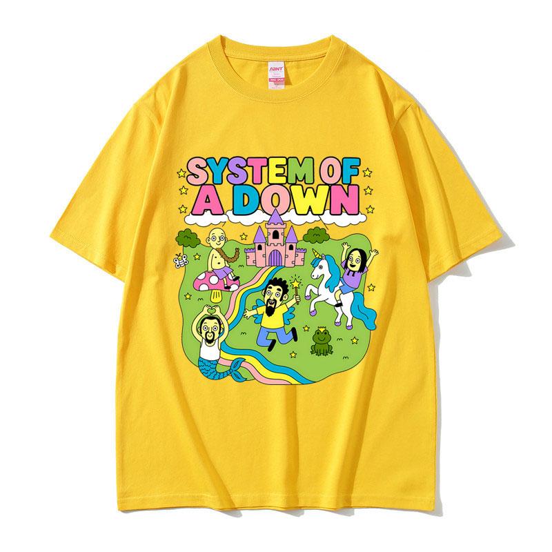 Rock Band System Of A Down Cartoon Graphic T Shirts Unisex Gothic Oversized Tshirt Male 90s Vintage Alternative Metal Tshirts