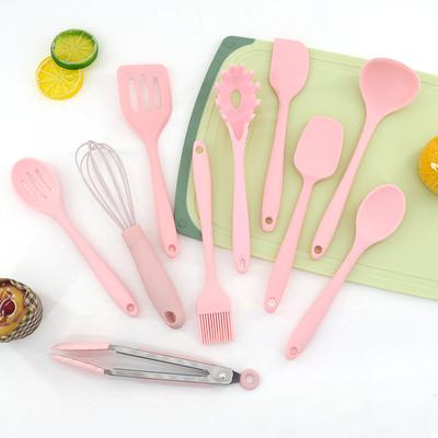 Мини-набор из 10 предметов силиконовой кухонной утвари с антипригарным покрытием, силиконовая лопатка, скребок, кухонная утварь для готовки