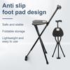 300 Lbs Crutch Stool with Seat Lightweight Folding Walking Stick Chair Portable Cane for Senior Elderly Camping Hiking