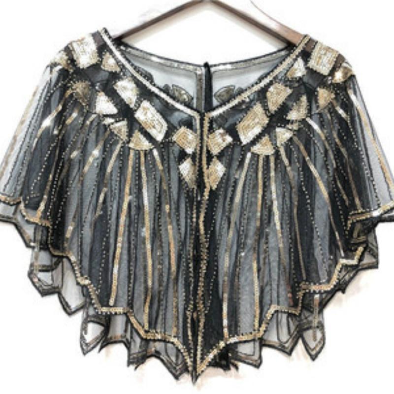 Женская шаль с бисером и блестками в стиле деко, вечерняя накидка, свадебное платье, шаль