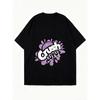 Oversize Women's Short-Sleeve T-Shirt with Pink-Purple Graffiti-Style "Crush Lupus" Lupus Awareness Ribbon Print