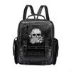 Skull Laptop Backpack, Embroidered Punk Hiking Daypack Leather Backpack for Shopping Boy Men