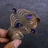 Natural Amethyst Gemstone Handmade Copper Wire Wrap Cuff Bangle Adjustable G9G65