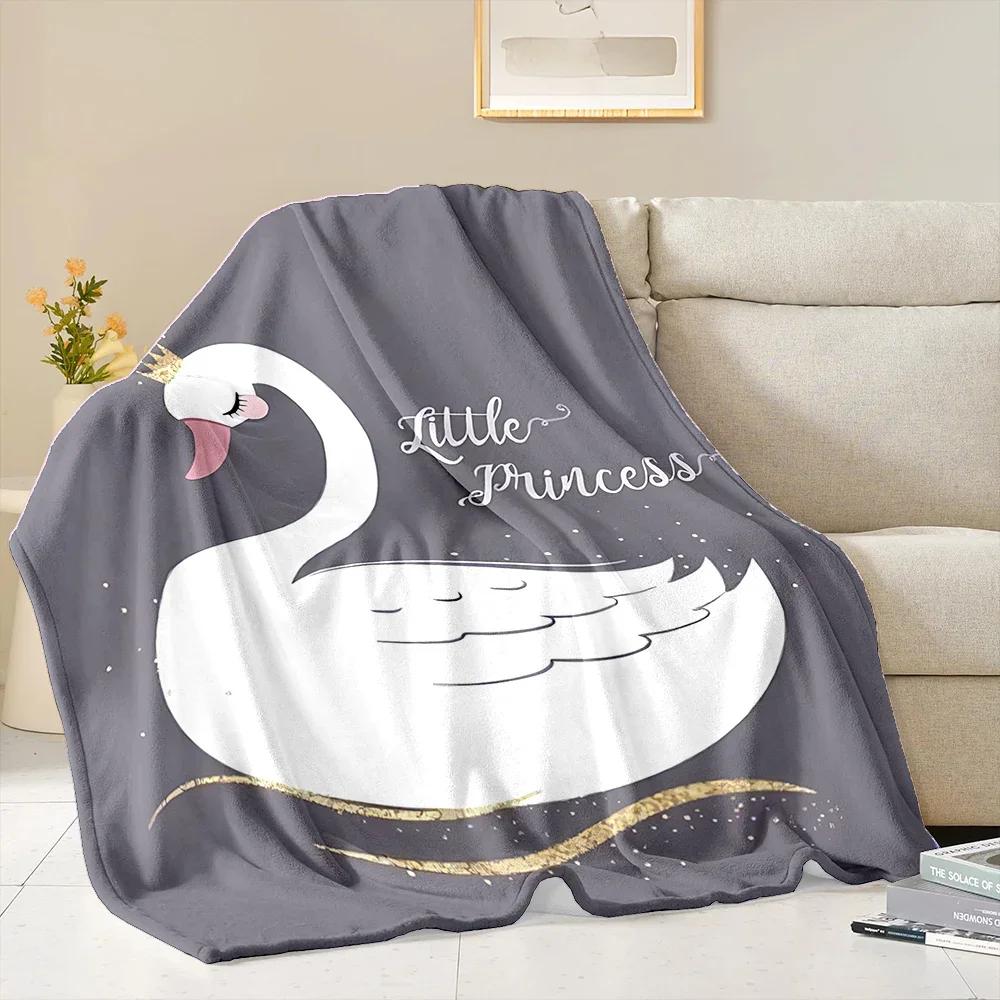Warm and Comfortable Swan Soft Blanket Sofa Bed Cover Four Season Soft Fluffy Quilt Blanket Flannel Throw for Outdoor LeisureNap