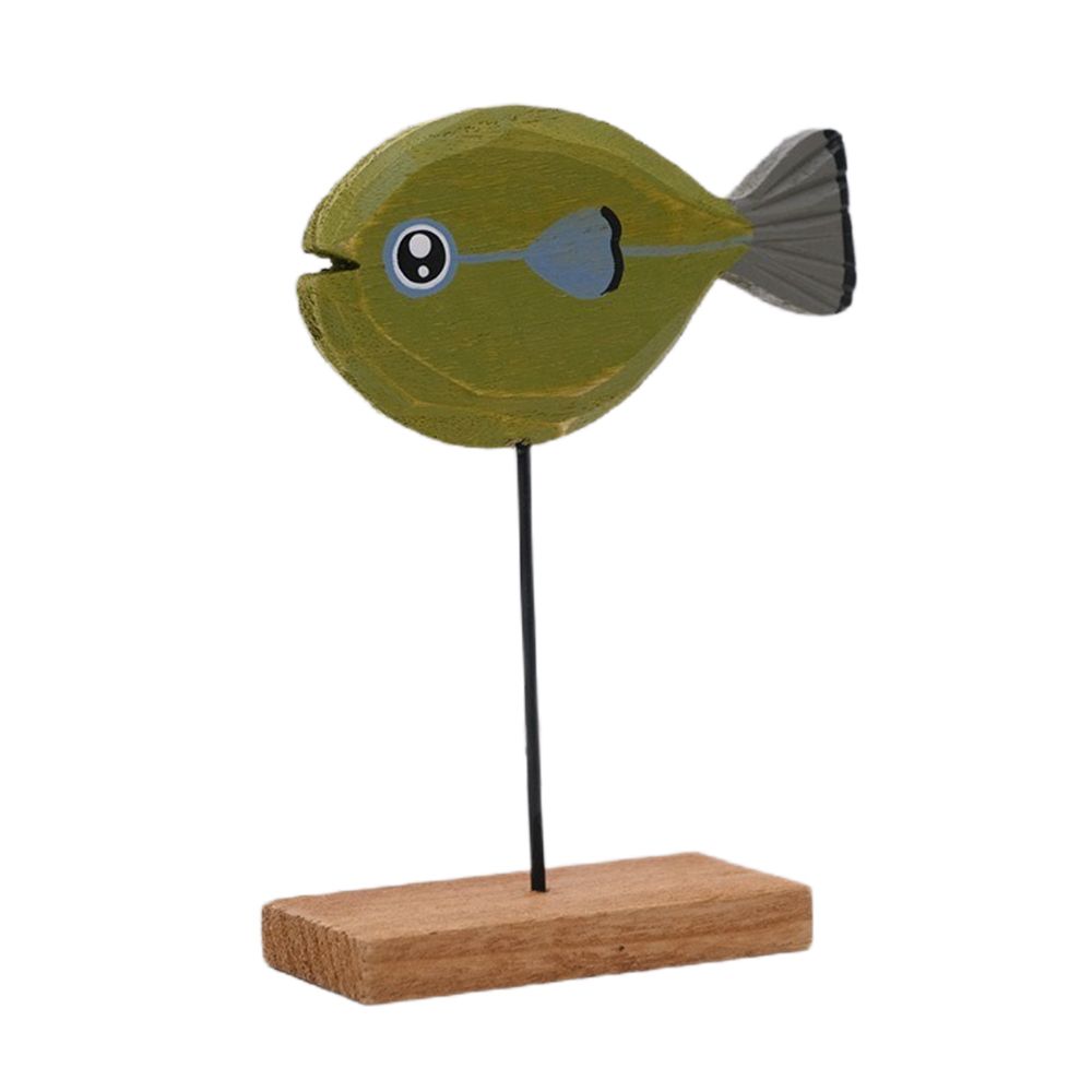 Fish Pattern Colorfast Home Decoration Fishes Sculpture Wooden Fish Statue Table Decor Ornament