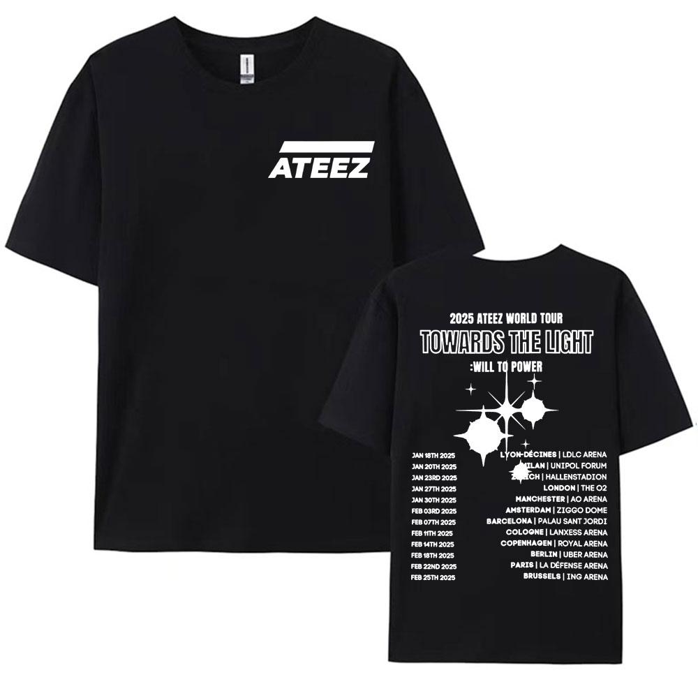 2025 Ateez World Tour Towards The Light Will To Power T Shirt Men Women Korean Fashion High Quality Casual 100 Cotton Tshirts