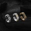 Elegant Vintage Korean Style Adjustable Open Copper Ring With Sparkling Zirconia For Women