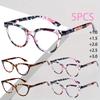 5PCS Women Flowers Elegant Comfortable Reading Eyeglasses Fashion Anti-Blue Light Reading Glasses Urltra-Light Eye Protection