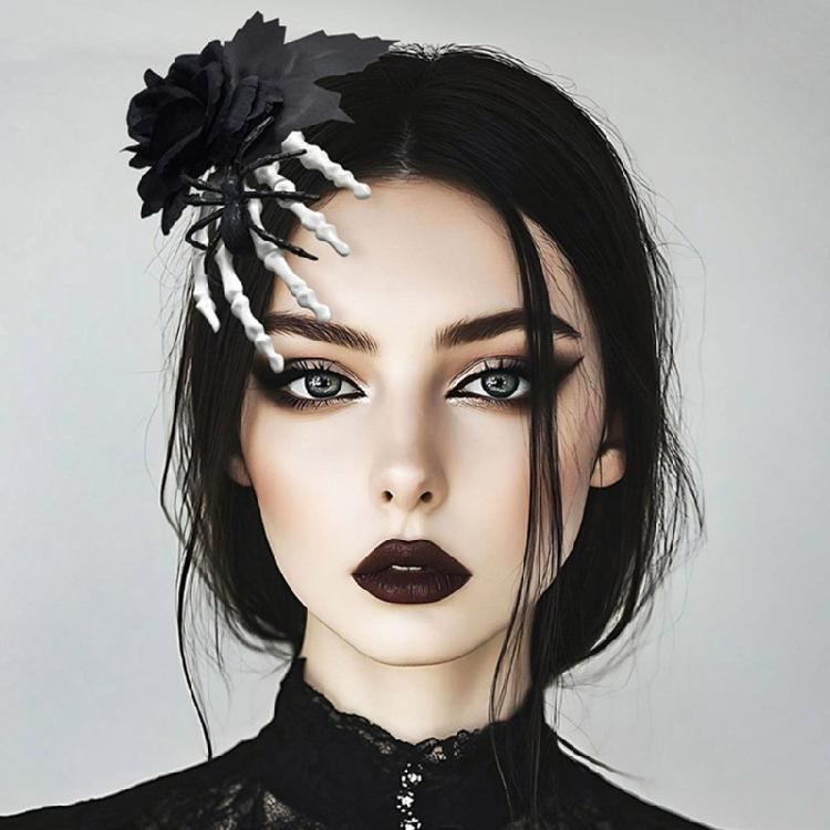 Тематический черный аксессуар для волос на Хэллоуин, дизайн с надежной фиксацией для косплея, готической моды и особых случаев