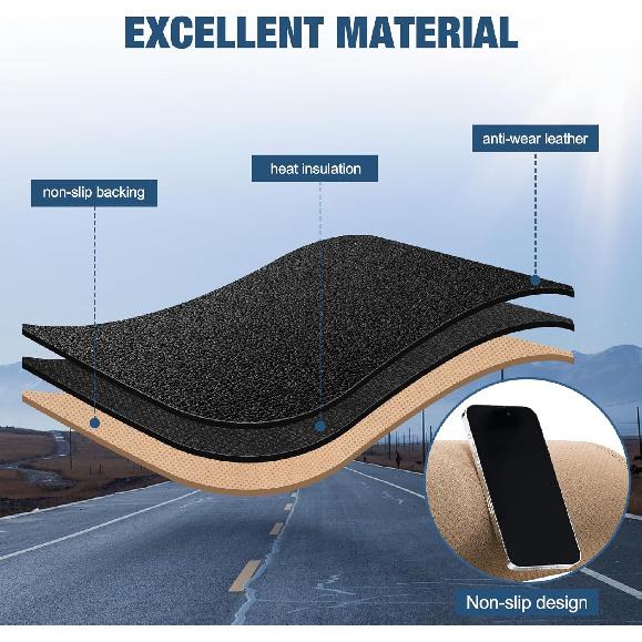 Leather Dashboard Dash Cover Mat Carpet PU Compatible With - Chevrolet Silverado&GMC Sierra 1500/2500HD/3500HD(Non-Compatible Hyundai Sonata NF)
