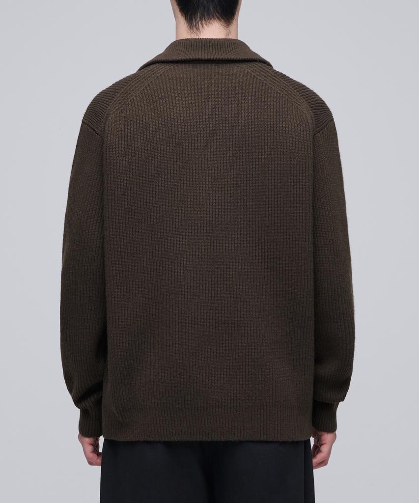 MUSINSA STANDARD Relaxed Ribbed Half Zip Knit [Brown]