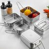 304 Stainless Steel Square Lunch Box with Folding Handle Sealed Bento Boxes for Adults Kids Compartment Food Storage Containers