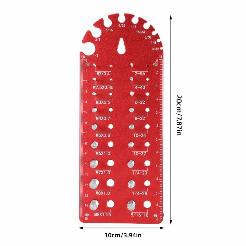 Red Thread Checker Gauge Aluminum Alloy Nut and Bolt Thread Checker Durable Screw Thread Gauge DIY