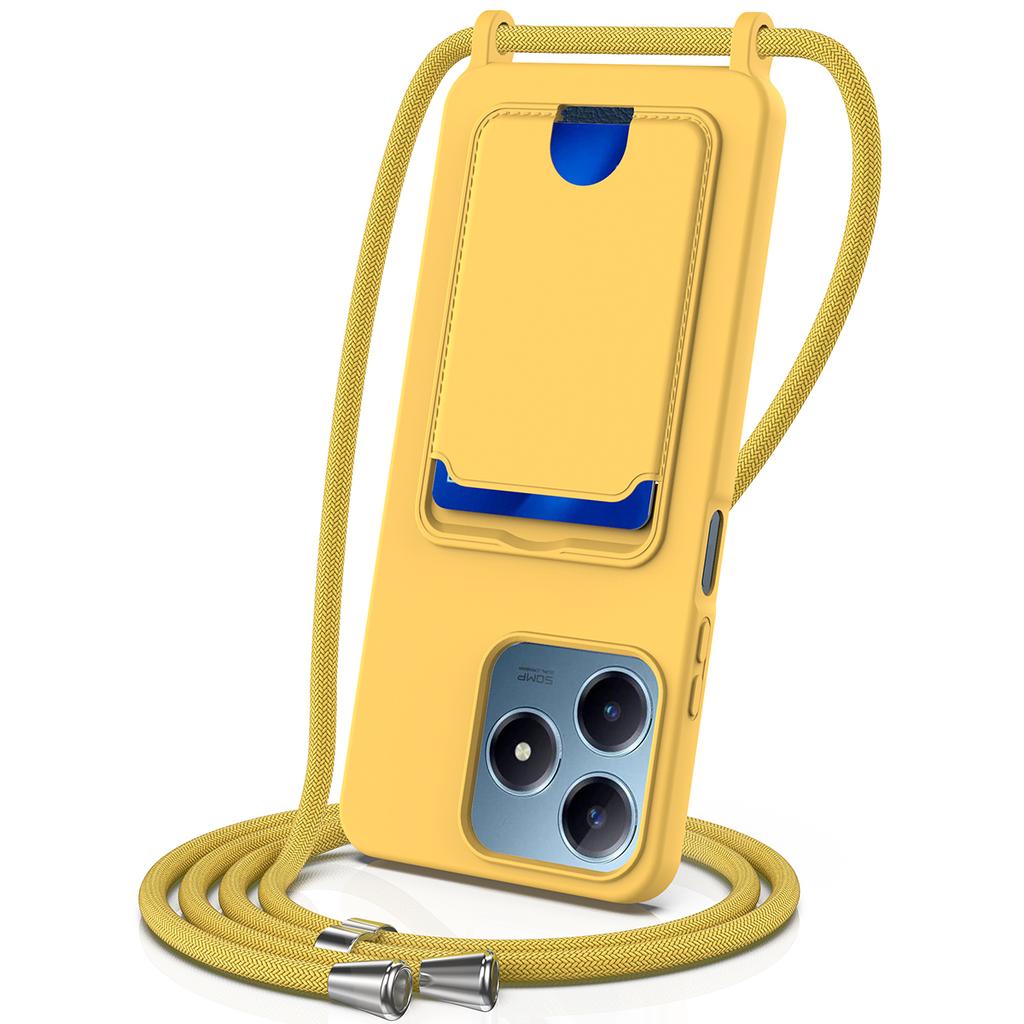 Для Realme Note 60x 4G/C63 4G/C61 4G/C61 (Индия) Чехол для 4G/Narzo N63 4G/Note 60 Силиконовый с держателем для карт Задняя крышка со шнурком