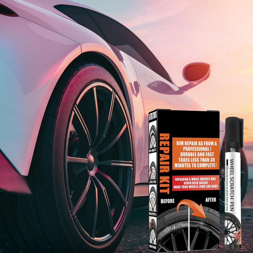 Wheel Rim Repair Kit Automotive Black Alloy Wheel Rims Paint Fill Pen Set Car Wheel Repair Quick Dry Coverage For Black Tire Rim