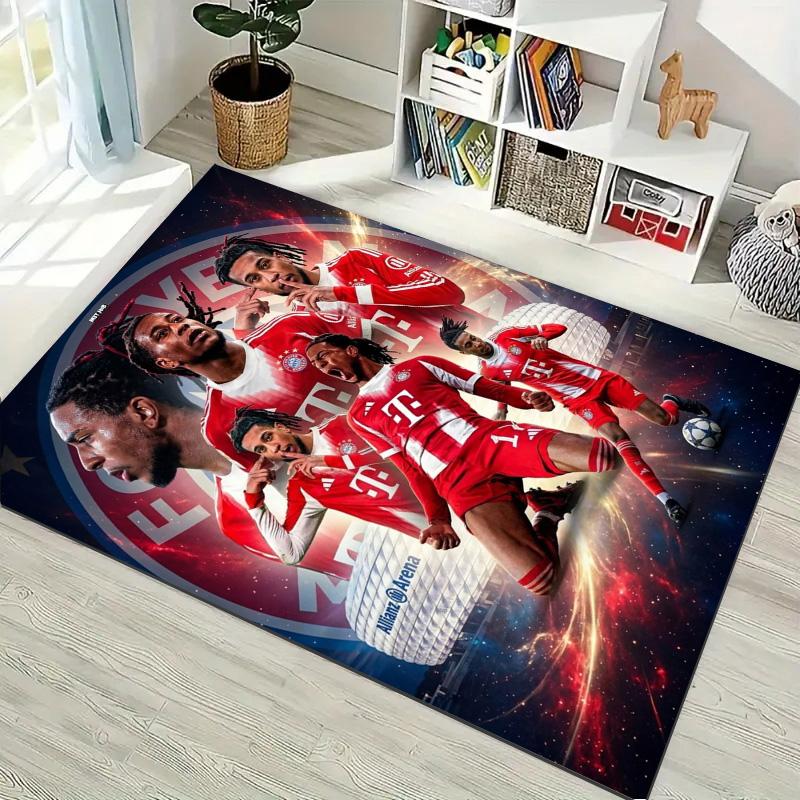 Michael Olise Bayern Munich Team Football Area Rug, Non Slip Floor Mat for Living Room Game Room Soccer Fan Decor
