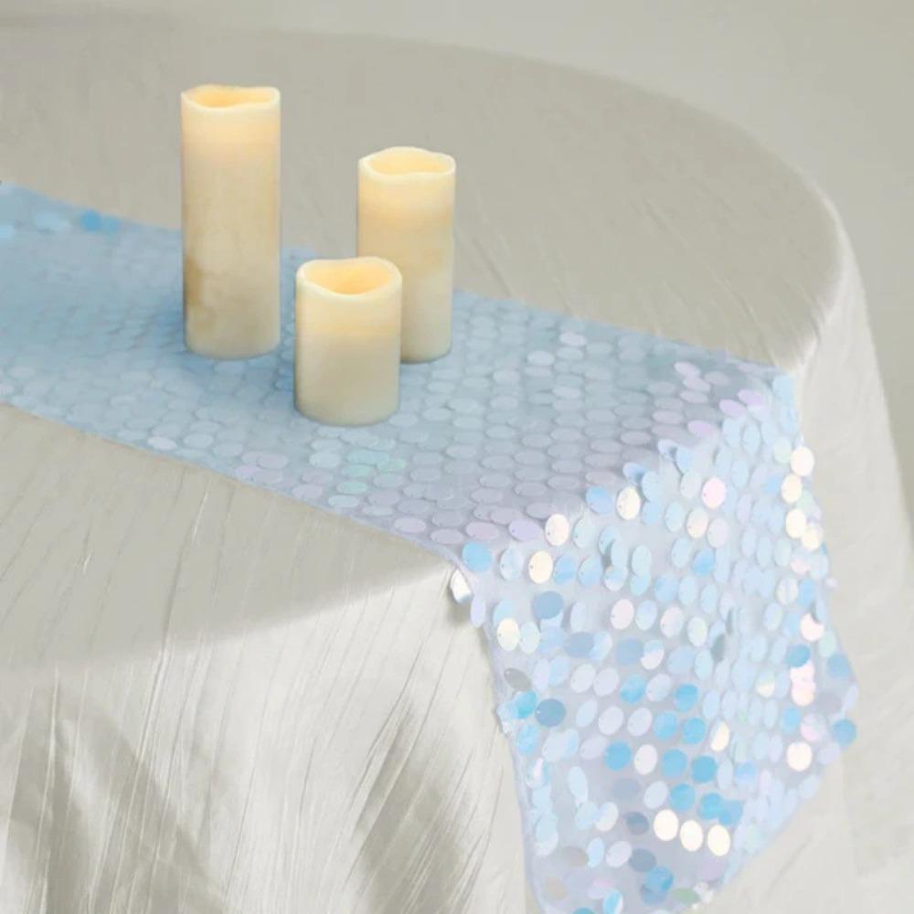 Sparkling Sequins Table Runner Fish Scale Glitters Table Cover Underwater Themed Parties