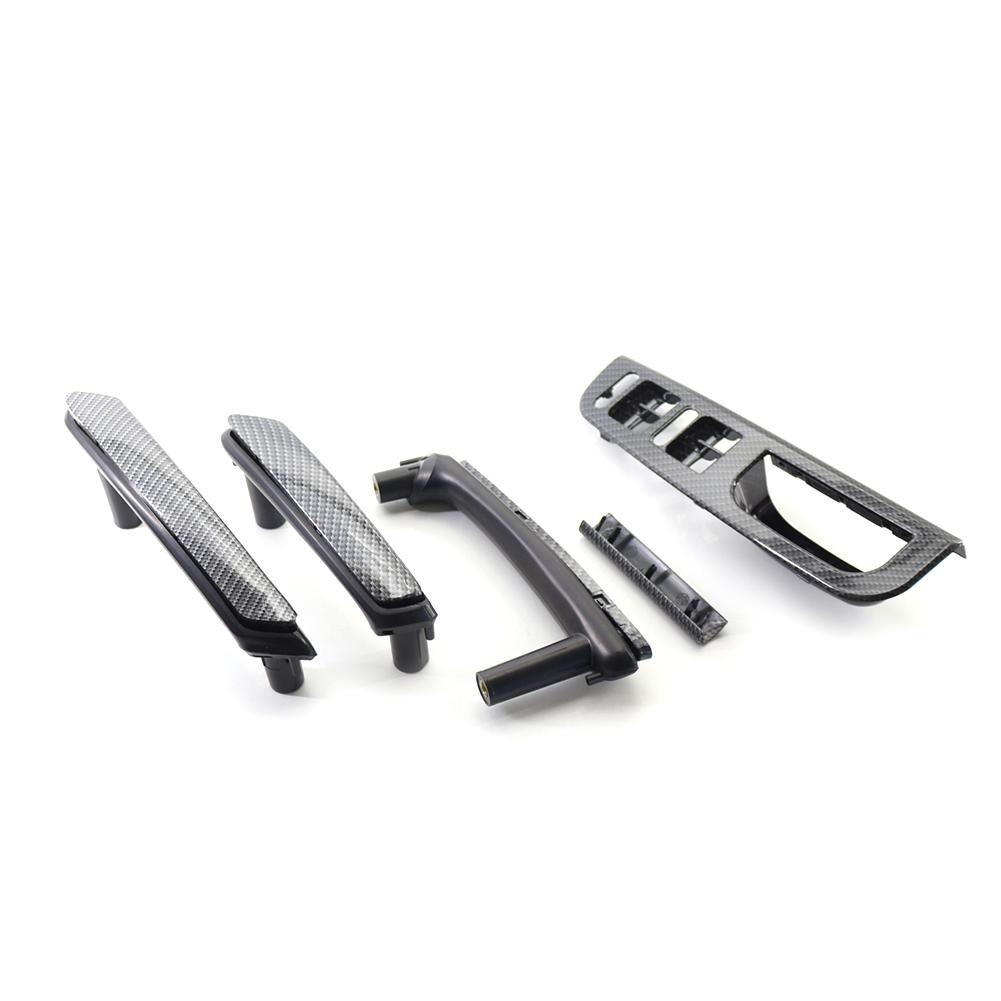 Рамка переключателя окна двери автомобиля + набор ручек для внутренней двери для VW Passat B5 1998-2005 4-дверный левый руль из углеродного волокна