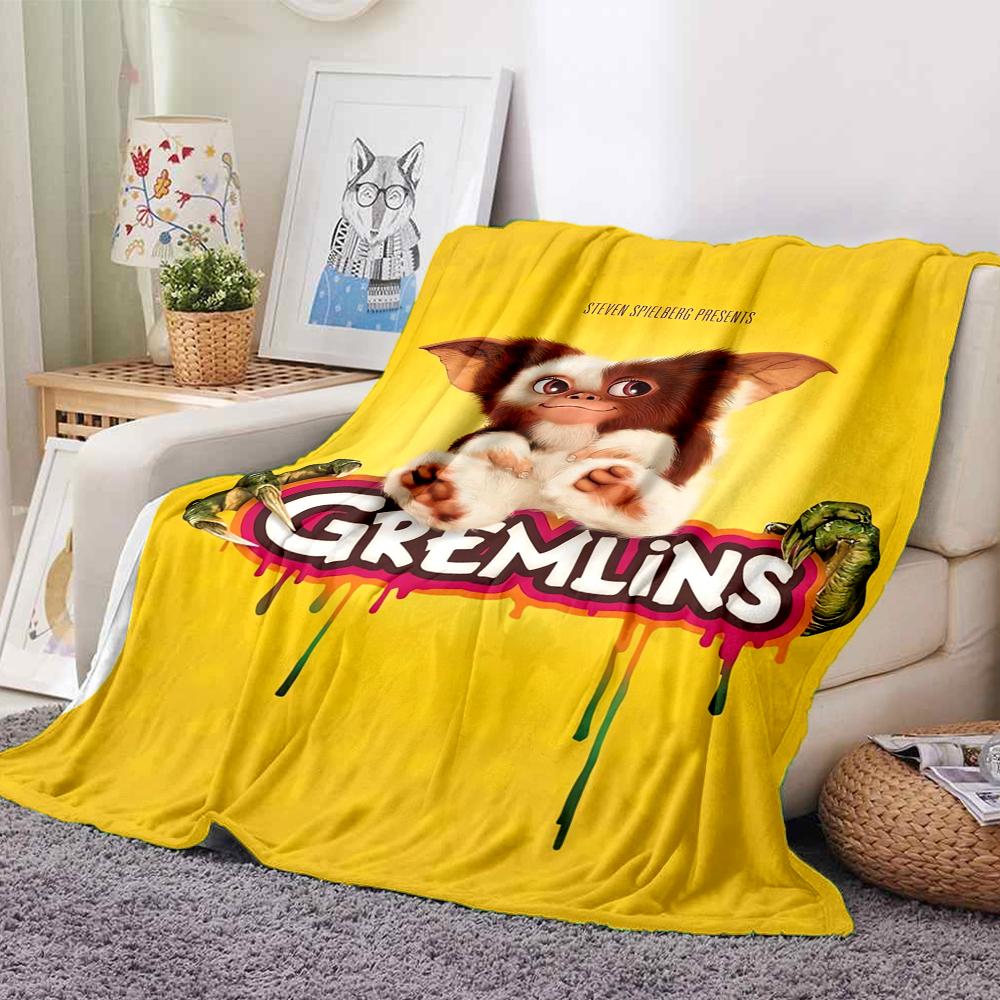 1Pc Gremlins Movie Poster Flannel Blanket, Soft And Comfortable, Casual Warm, Camping Travel, Christmas, Halloween Xmas Gift L1507