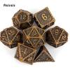 7 Pcs Yellow Dragon Metal Dice Solid Metal Polyhedral Dice Set Suitable for Role-Playing RPG  Board Game Card Game