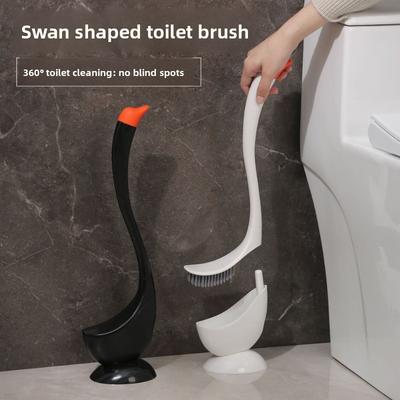 Туалетная щетка Swan, бытовая без мертвых зон, креативный набор для чистки туалета для ванной комнаты, силиконовая с длинной ручкой