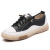 Women's Korean Style White Elastic Band Slip-on Sneakers - Soft Sole, Hollow Design Leather Flats
