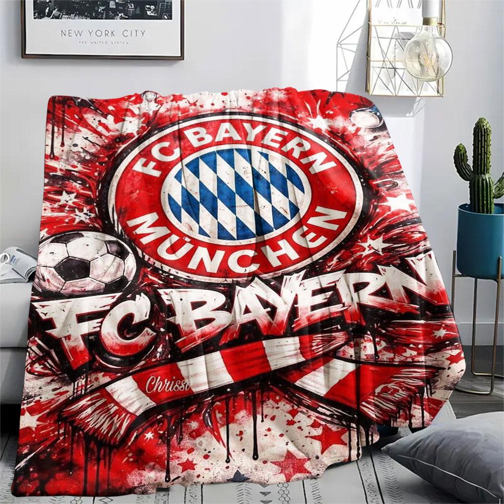 1PC FC Bayern Munich Patterned Flannel Blanket Suitable For All Seasons for Home Decor Warmth and Comfort Gifts Holiday Present