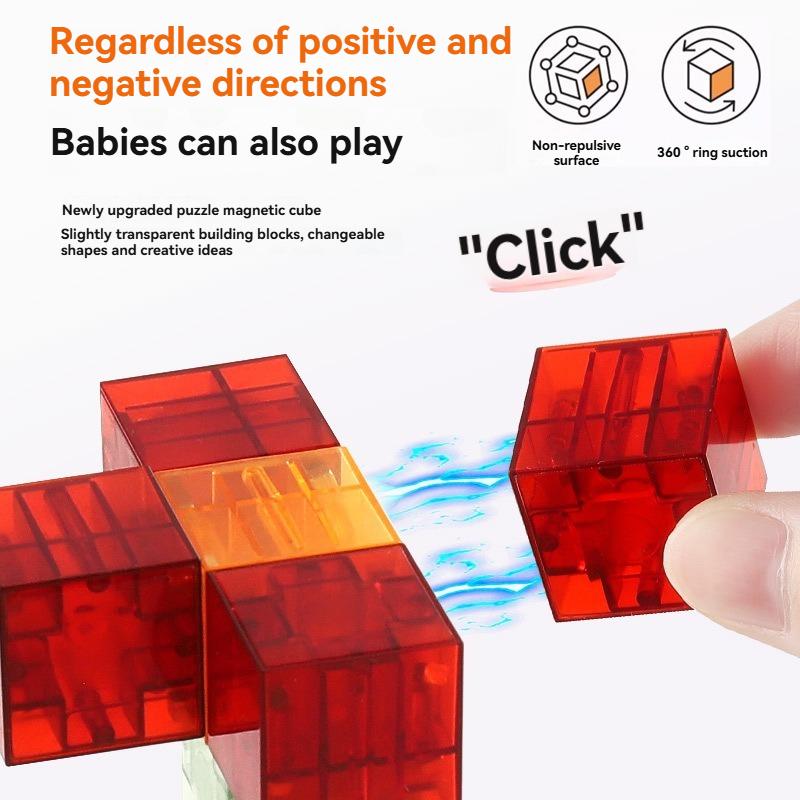 Transparent Magnetic Blocks-Build Puzzle Toy, Blocks Build Magnetic Set Kids Sensory Construction For Toddlers Christmas Gift