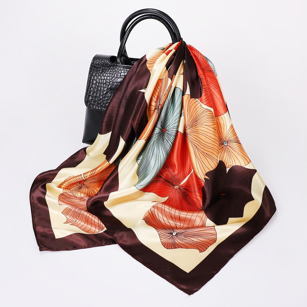 90 см атласная повязка на голову с принтом квадратный шарф женский темпераментный шелковый шарф шаль модный шелковый шарф