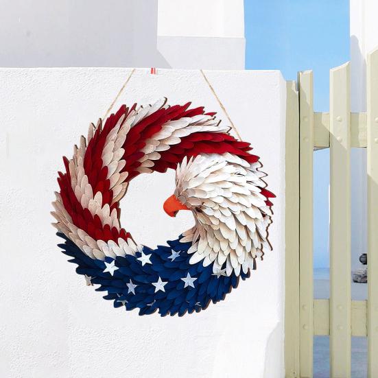 Independence Day Patriotic Eagle Wooden Plaque Red White Blue Bird Indoor Outdoor Front Door