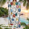Happy Colors Smiles Theme Quick Dry Beach Towel Custom Name Text Print Large Sand Resistant Towel Beach Vacation