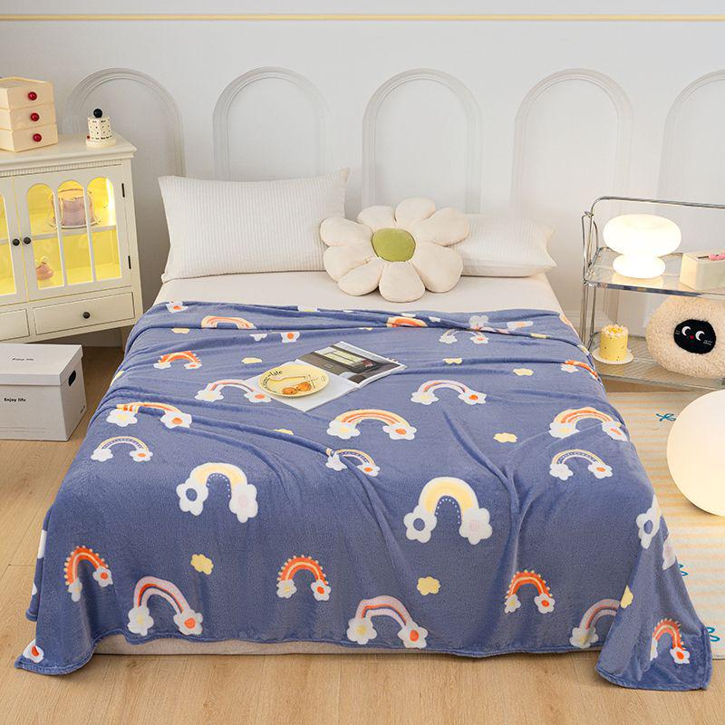 Flannel Insulated Air Conditioning Blanket for Dormitory, Single, and Double Beds