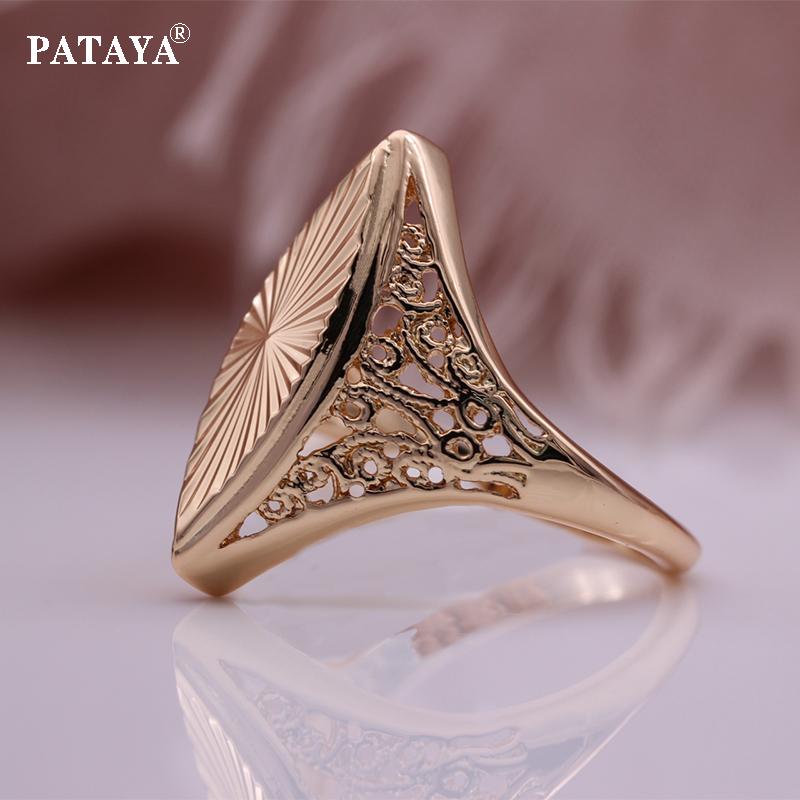 PATAYA Винтажные кольца с цветком в виде конского глаза, цвет розового золота, блестящее украшение, кольцо длиной до пальца