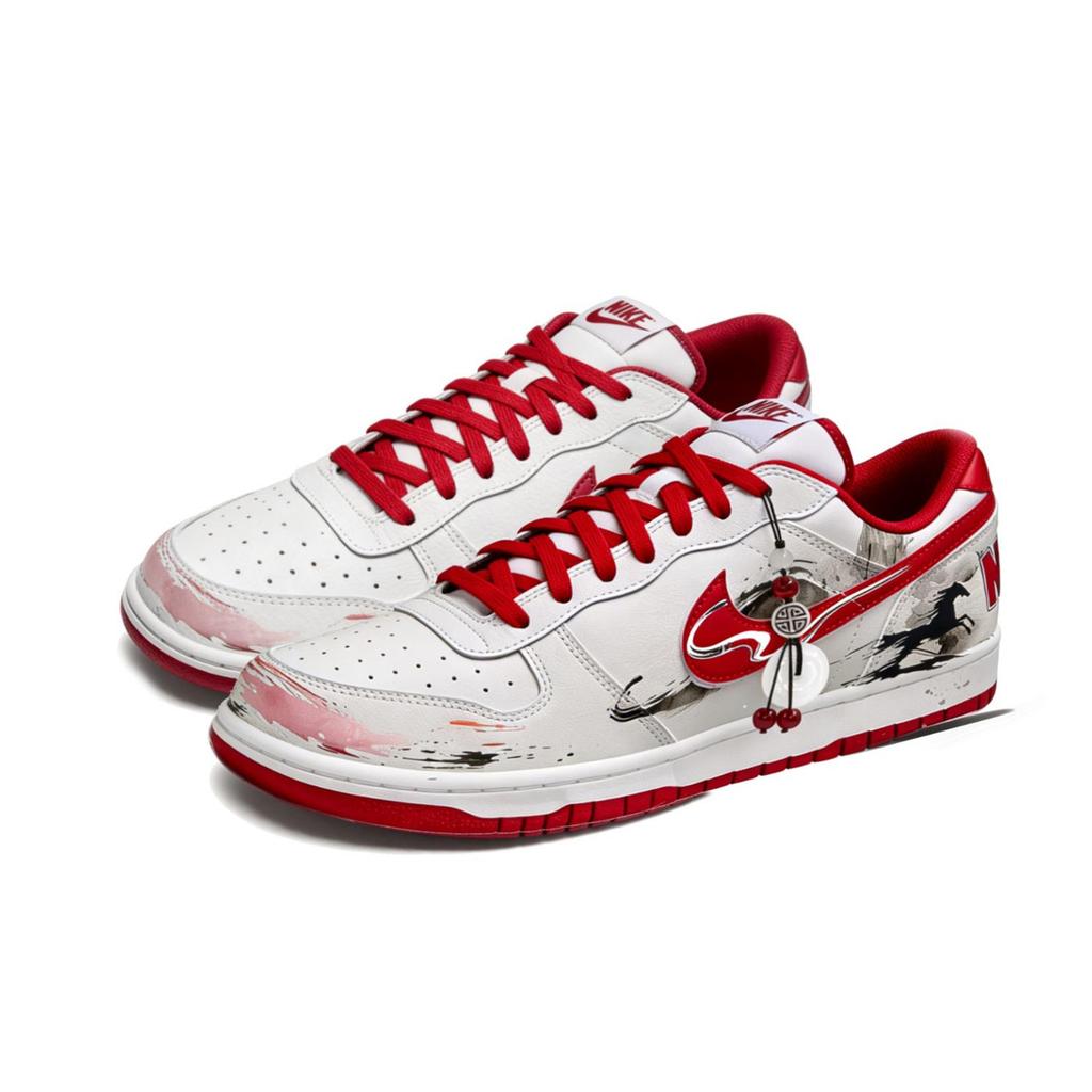 Nike Big Fairyland, Danju Stunning Low top Skateboard Shoes Men's Red White 355152-150(Team257-)