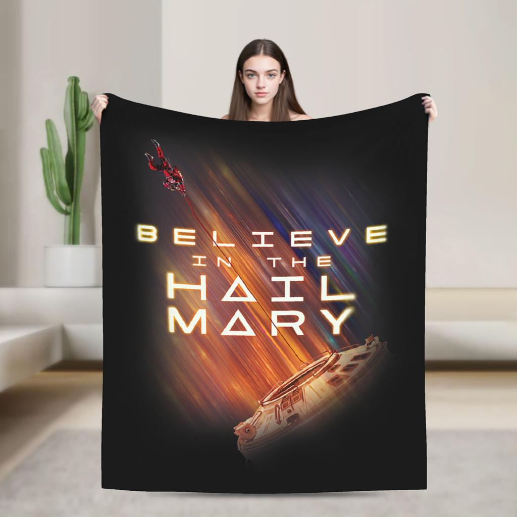 Project Hail Mary Amaze Eridani-Rocky Flannel Fashion Blanket Neon Portrai Funny Throw Fashion Blanket Sofa Bedding Lounge Super Soft