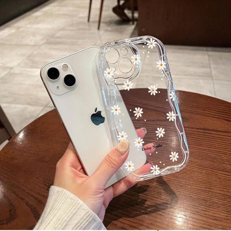 Чехол Daisy Cherry для Samsung Galaxy A56 A55 5G A15 A54 A16 A35 A14 A26 A36 S25 S24 Ultra S22 S21 Plus S23 FE с волнистым краем