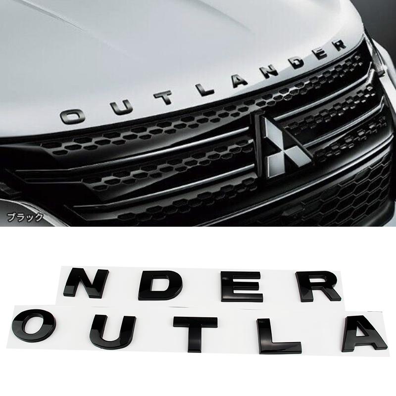 Car Head Hood Letter Logo Words Emblem Decals Sticker For Mitsubishi Outlander 2023 2024 2025 2026 Auto Decoration Accessories