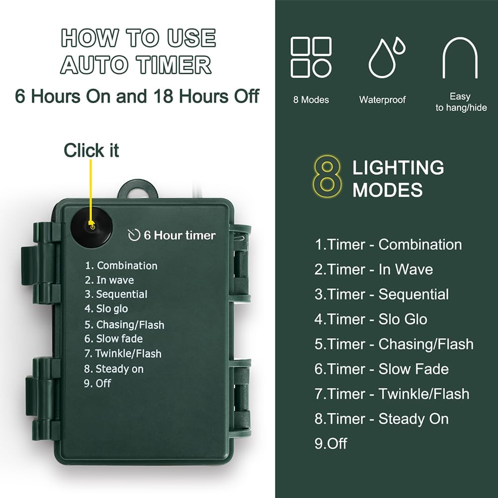 KOUQIYA Christmas Fairy Lights 2 Pack, 18ft 50 LEDs Battery Starry Light with Timer 8 Modes Waterproof Tree Lights for Outdoor Indoor Xmas Garden
