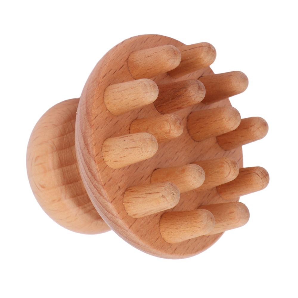 Ergonomic Handle Manual Massage Tool Mushroom Shape Wooden Massager Scalp Massager  Full Body Use