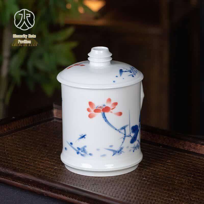 Керамическая офисная чашка для чая Jingdezhen, ручная роспись, с металлическим фильтром