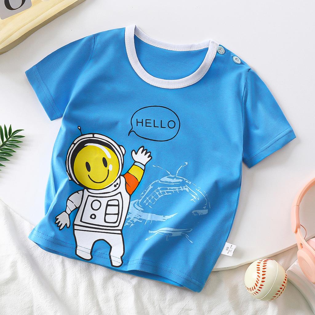 Children's Short Sleeve Pure Cotton Summer New Boy's T-shirt Baby Cartoon Girl Short Sleeve Korean Version of Top for Children